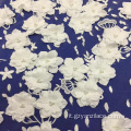 Tessuto da ricamo in pizzo bianco fiore 3D